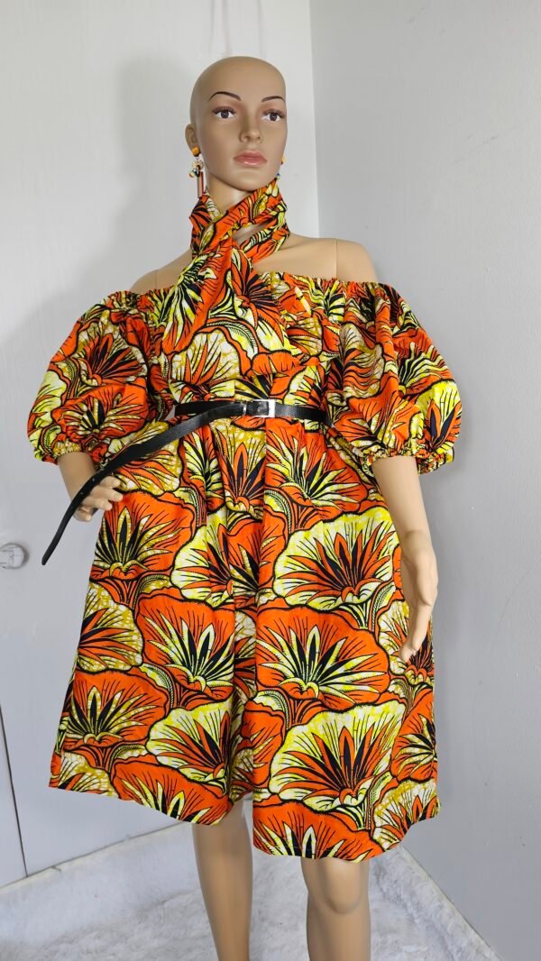 Charity Off-shoulder midi dress and headwrap