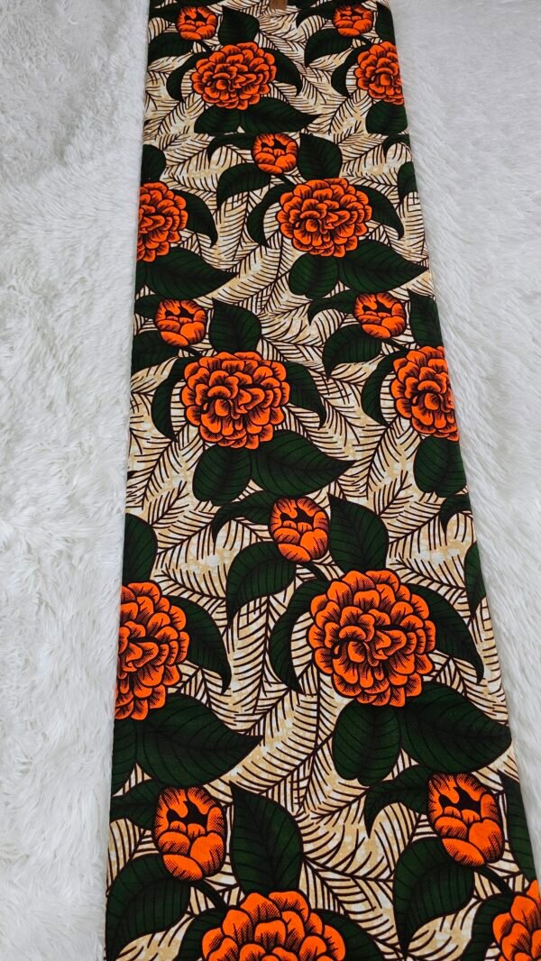 Orange, Green, African Ankara fabric, Ankara fabric, Cotton fabrics (6 yards each)
