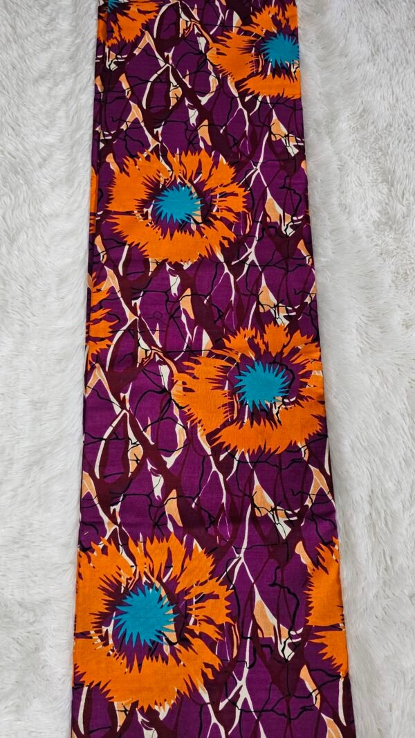 Purple, Orange, teal blue African Ankara fabric, Cotton fabrics (6 yards each)