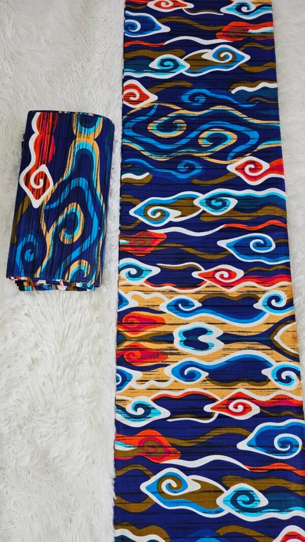 Blue, Red, Orange, white African ankara fabric, African fabrics, Ankara fabric, Cotton fabrics (6 yards each )